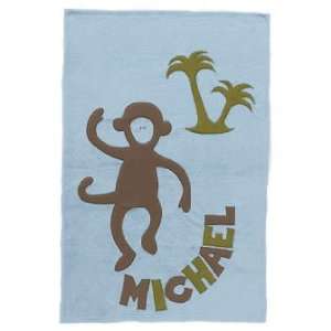  Personalized Blue Monkey Blanket Baby