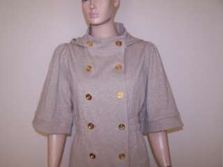 298 JUICY COUTURE GOLD CAMEL LONG HOODED JACKET COAT L  