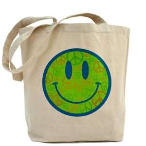  Tote Bag Smiley Face With Peace Symbols 