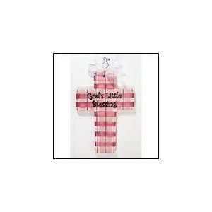  Personalized 10 Ceramic Cross Plaid Red Pink: Home 