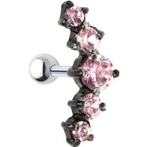   Silver 925 Black Pink Cubic Zirconia Cartilage Earring: Jewelry