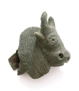 Circa 1st 3rd century AD. Imposing Roman bronze head of a bull. Dark 