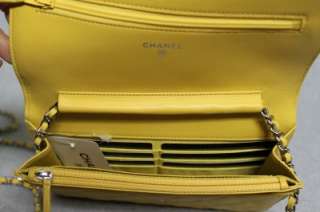   Out Chanel Wallet On a Chain Bright Yellow Leather WOC Bag New 2012C