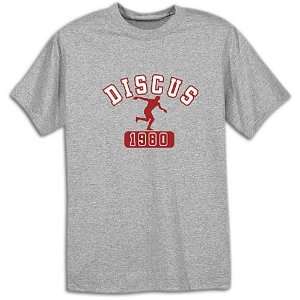  Mens Track & Field Tee ( sz. S, Heather Grey/Red  Discus )