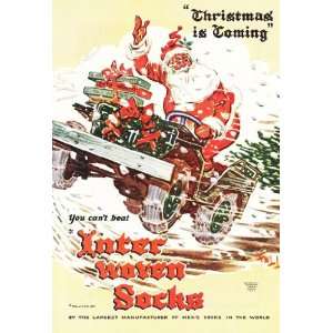1945 Ad Santa Claus Interwoven Socks Christmas Original Vintage Print 