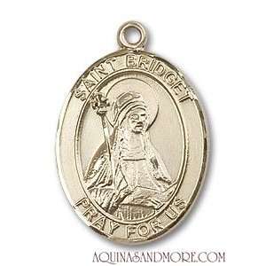 St. Bridget of Sweden Large 14kt Gold Medal