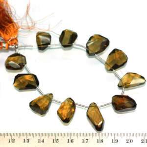 Whisky Quartz Faceted Nugget Shape Briolette Beads  