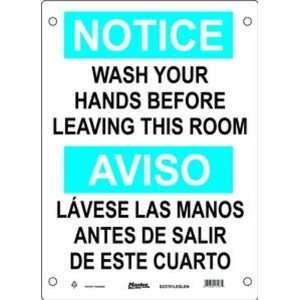, Blue and Black on White Bilingual Sign, English and Spanish 