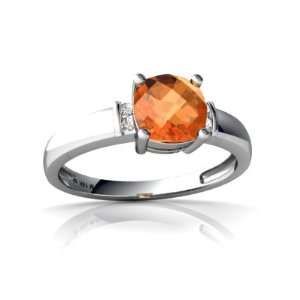  14K White Gold Cushion Fire Opal Ring Size 8: Jewelry
