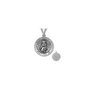   Sterling Silver Engraved St. Peregrine Medal Pendant ss word charms