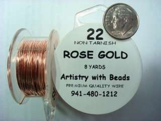 22 GAUGE NON TARNISH ROSE GOLD PLATED COPPER ROUND WIRE
