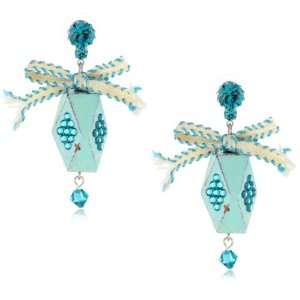    TARINA TARANTINO Tilt A Whirl Blue Folk Art Earrings: Jewelry