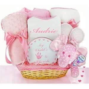  Minky Dots Pink Personalized Gift Basket: Toys & Games