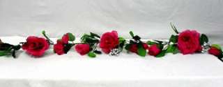Fuchsia Silk Open Rose Garland Wedding Arch Decoration  