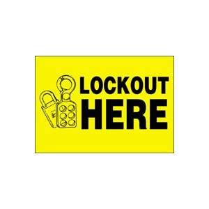  Labels LOCKOUT HERE (W/GRAPHIC) 3 1/2 x 5 Magnetic Vinyl 