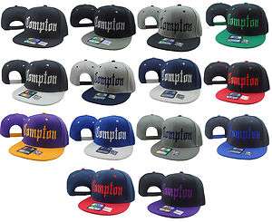 VINTAGE COMPTON EMBROIDERED FLAT BILL SNAPBACK CAP HAT MANY COLORS 