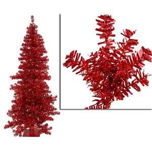  9 Red Wide Cut Laser Tinsel Artificial Christmas Tree 