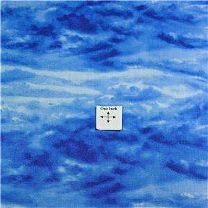 Wilmington Cotton Fabric Bright Blue Sky & White Clouds Naturescape By 