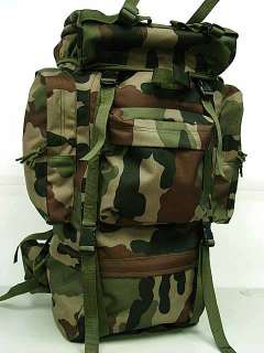 65L Combat Rucksack Camping Backpack Bag Camo Woodland  