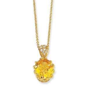   Silver 100 Facet Yellow & White Cz 18in Necklace Cheryl M Jewelry