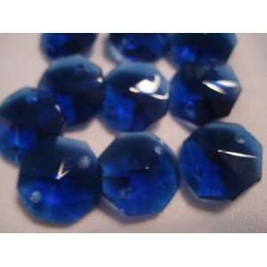  Blue Crystal Prism Octagons 14mm 2 Hole SET of 50 