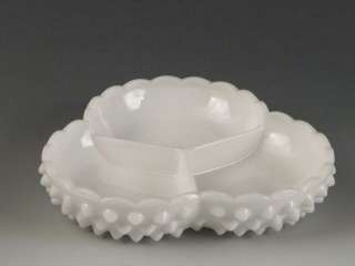 Fenton Hobnail White Milk Glass Lot Relish Dish Candy Jar Crimped Vase 
