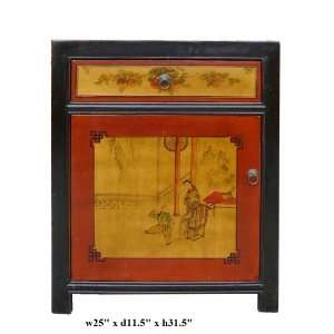 Chinese Black Red Yellow Scenery Side Table Ass808: Home 