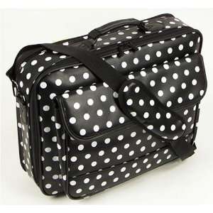  17 Black Synthetic Leather with White Polka Dots Laptop 