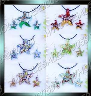 174Sets Murano Lampwork Glass Pendant Necklace+Earrings  