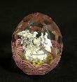 ANTIQUE SULPHIDE FACETED CUT CRYSTAL GLASS PAPERWEIGHT~WHITE DOVE BIRD 
