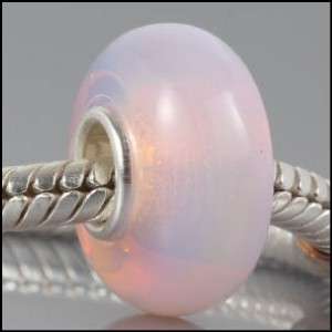ONE SOLID STERLING SILVER 925 MURANO OPAL GLASS BEAD  