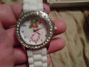 white christmas large watch face jelly silicone wholesale candy cane 