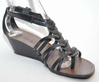 MADDEN GIRL Whish Black Wedge Sandals Gladiator Womens Shoes 8 M 