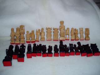 Hand Carved Wooden Chess Pieces  