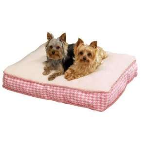   White Houndstooth Fashion Dog Cat Pet Bed Pink 28 x 22