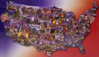 Jigsaw puzzle Road Trip across America in the shape of the USA 1000 pc 