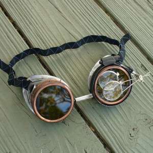 Steampunk Goggles Glasses cyber lens goth silver copper  