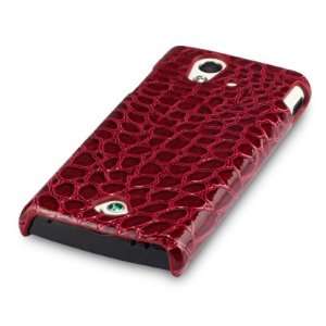  SONY ERICSSON XPERIA RAY RED PU CROC SKIN SNAP CASE, WITH 