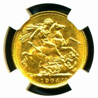 1904 M AUSTRALIA EDWARD VII GOLD COIN SOVEREIGN NGC GEM  