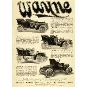  1906 Ad Wayne Automobile Co Models F Detroit Michigan Motor 