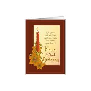  Happy 53rd Birthday Tiger Lily Candle Card: Toys & Games