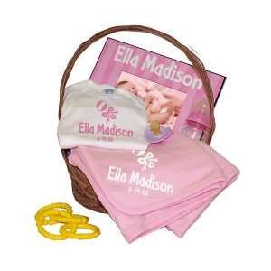   New Baby Girl Rattle and Bow Personalized Economy Gift Set: Baby