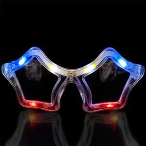  Red White & Blue Flashing LED Star Sunglasses and Special 