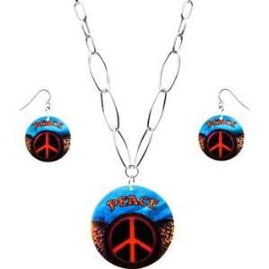  Tattoo Inspiration Peace Shell Necklace Earring Set 