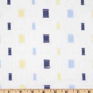 56 Wide Cotton Woven Swiss Dot Squares White/ Yellow Fabric 