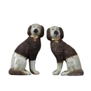  Animal Pattern Paired Dogs Statue and Home Decor, 7.75 x 4 