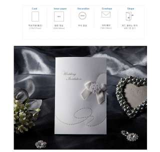 100 Sets Wedding Invitations Cards+Envelopes + Seals Silk Printing 