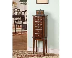 drawer Wood Jewelry Armoire in Coffee Finish  
