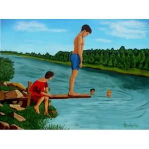  The Old Swimming Hole, Original Painting, Home Decor 
