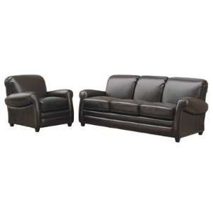  A3001   Dark Brown Sofa + 2 Chair Leather Set Interiors 
